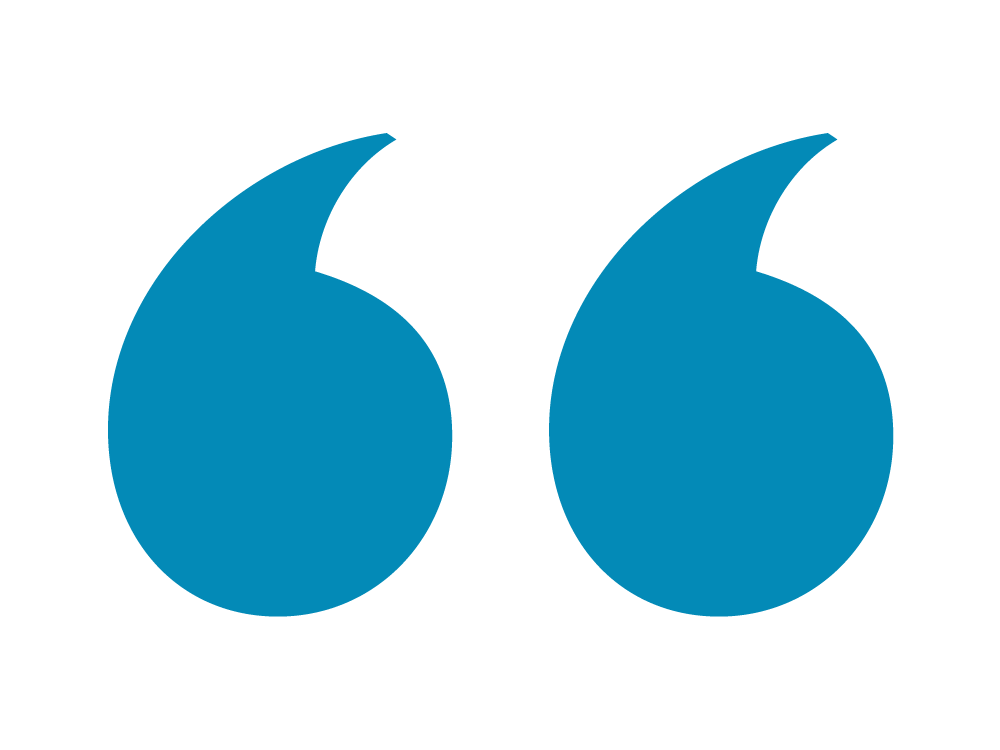 Blue speech marks with quote 