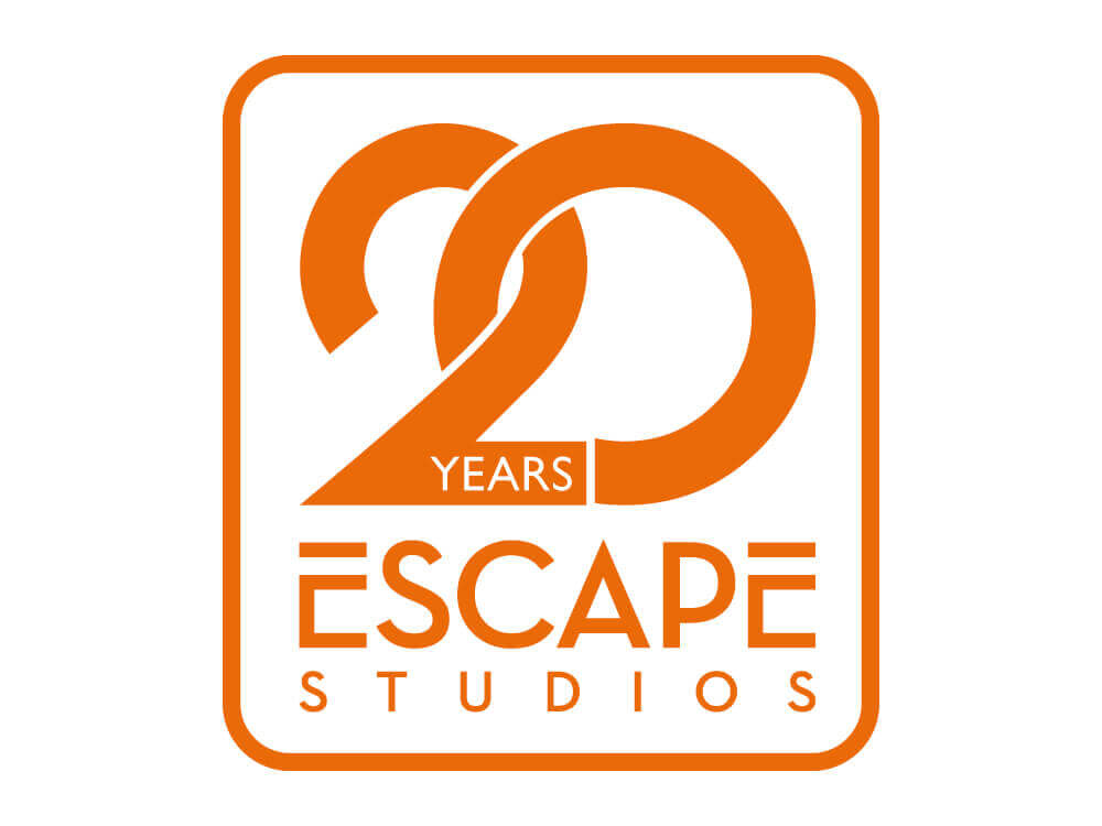 Escape Studios 20th anniversary logo with orange text