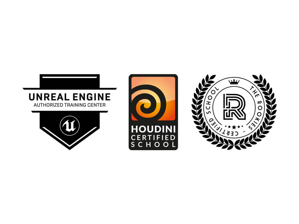 Escape Studios Unreal Engine ATC, Rookies Certified, Houdini Certified logo certifications