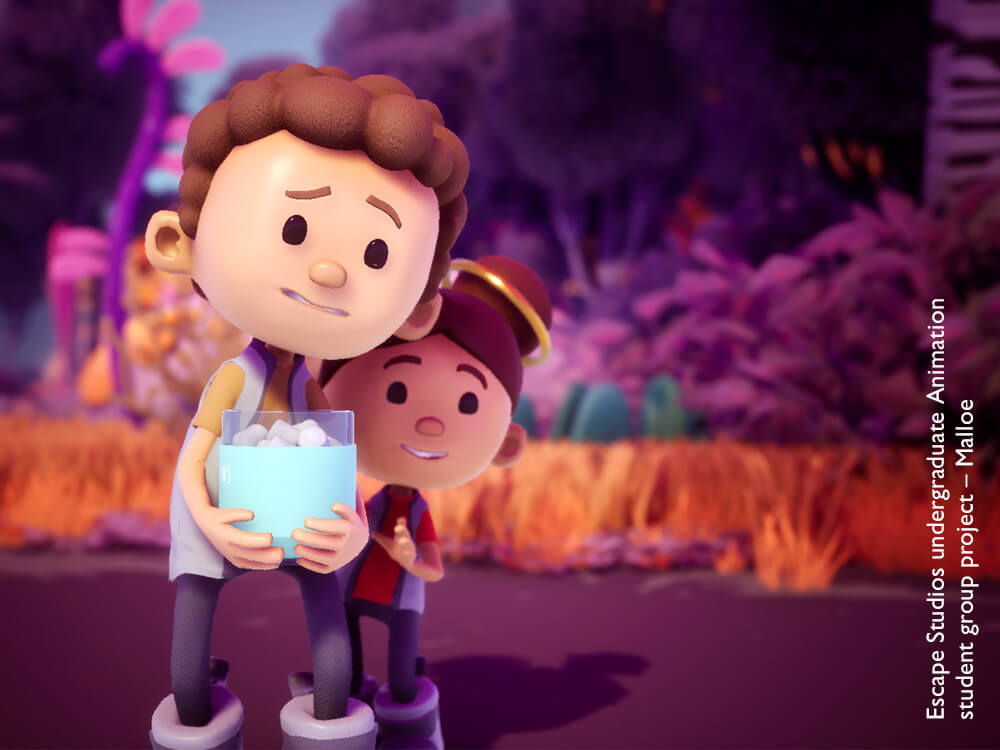 3D animated boy and girl holding a jar of sweets
