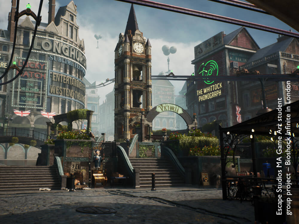 Video game environment scene of London made in Unreal Engine