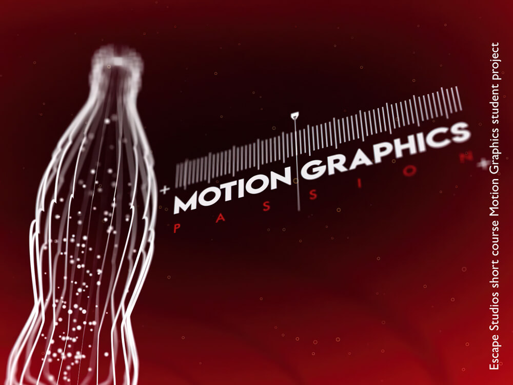 White outlined bottle with "Motion Graphics Passion" text