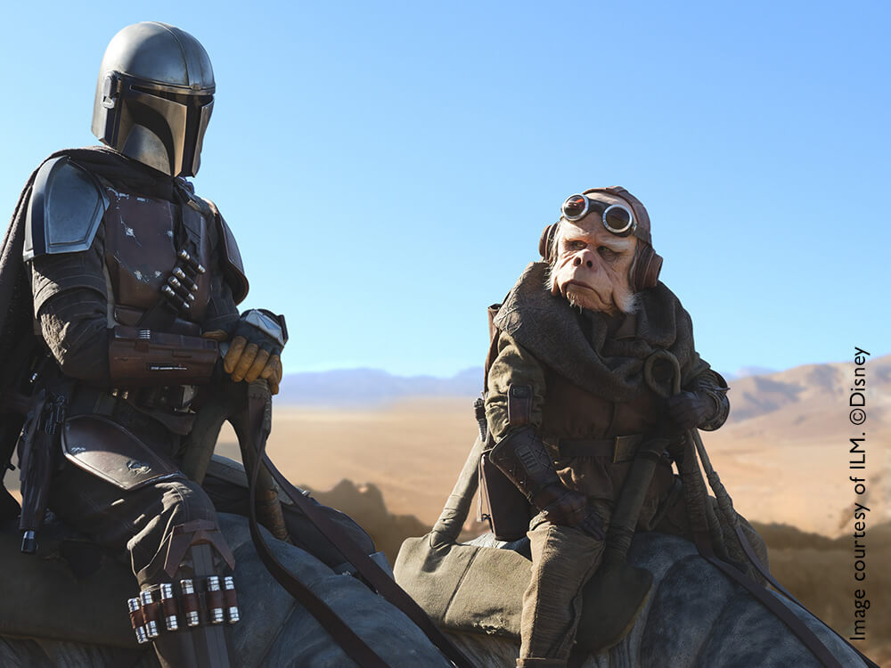 Image of two characters from The Mandalorian series
